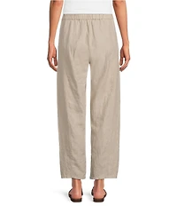 Eileen Fisher Organic Linen Pleated Lantern Straight Leg Ankle Pants