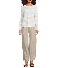 Eileen Fisher Organic Linen Pleated Lantern Straight Leg Ankle Pants
