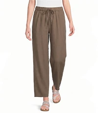 Eileen Fisher Organic Linen Pleated Lantern Straight Leg Ankle Pants