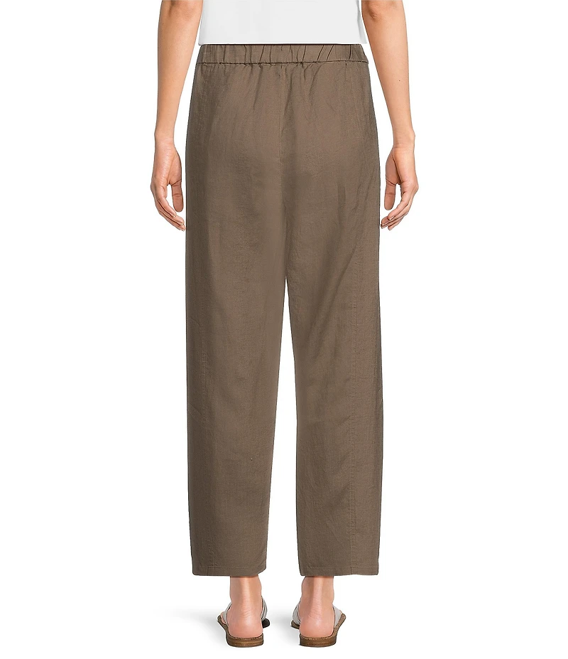 Eileen Fisher Organic Linen Pleated Lantern Straight Leg Ankle Pants