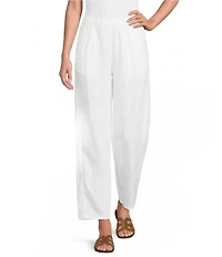 Eileen Fisher Organic Linen Pleated Lantern Straight Leg Ankle Pants