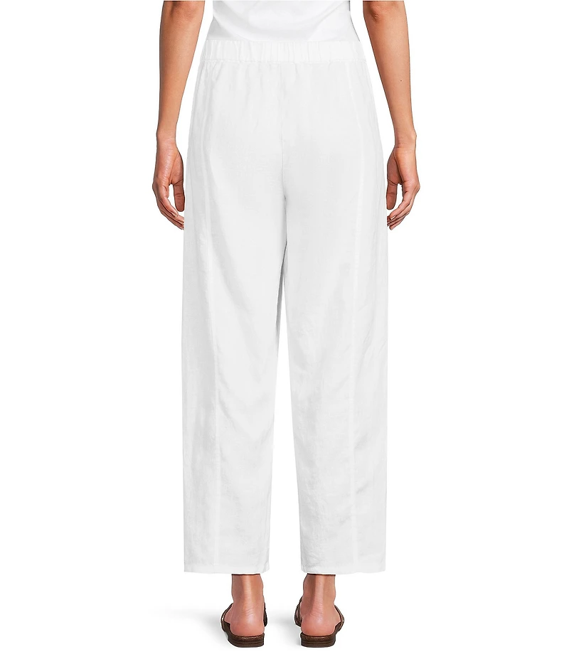 Eileen Fisher Organic Linen Pleated Lantern Straight Leg Ankle Pants