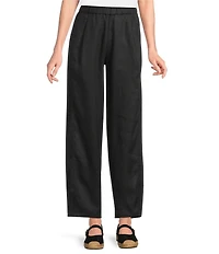Eileen Fisher Organic Linen Pleated Lantern Straight Leg Ankle Pants