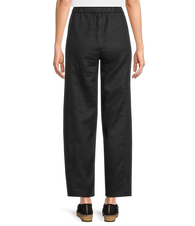 Eileen Fisher Organic Linen Pleated Lantern Straight Leg Ankle Pants