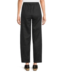 Eileen Fisher Organic Linen Pleated Lantern Straight Leg Ankle Pants