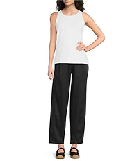 Eileen Fisher Organic Linen Pleated Lantern Straight Leg Ankle Pants
