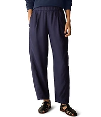 Eileen Fisher Organic Linen Pleated Lantern Straight Leg Ankle Pants