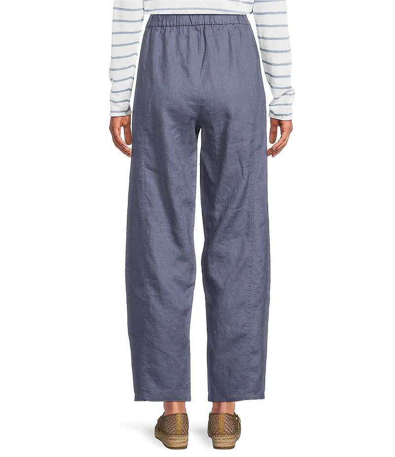 Eileen Fisher Organic Linen Pleated Lantern Straight Leg Ankle Pants