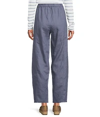 Eileen Fisher Organic Linen Pleated Lantern Straight Leg Ankle Pants