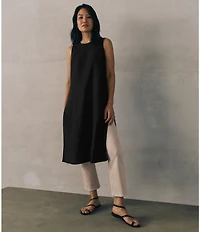 Eileen Fisher Organic Linen Round Neck Sleeveless Side Slit Tunic