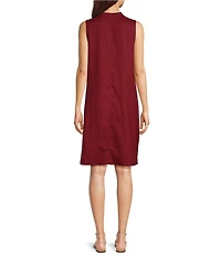 Eileen Fisher Organic Linen Split V-Neck Sleeveless Dress