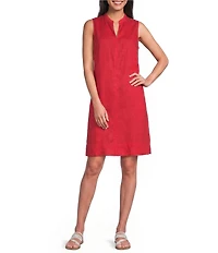 Eileen Fisher Organic Linen Split V-Neck Sleeveless Dress