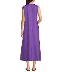 Eileen Fisher Organic Linen V-Neck Sleeveless Maxi Dress
