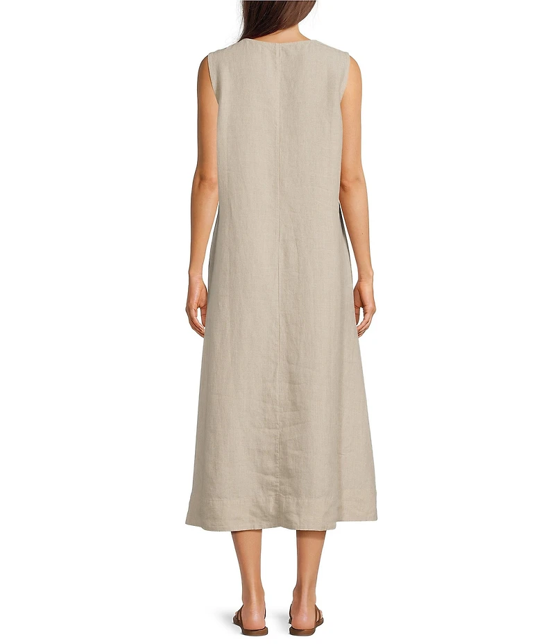 Eileen Fisher Organic Linen V-Neck Sleeveless Maxi Dress
