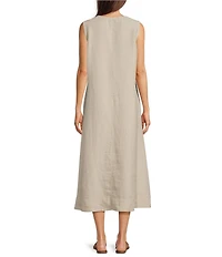 Eileen Fisher Organic Linen V-Neck Sleeveless Maxi Dress
