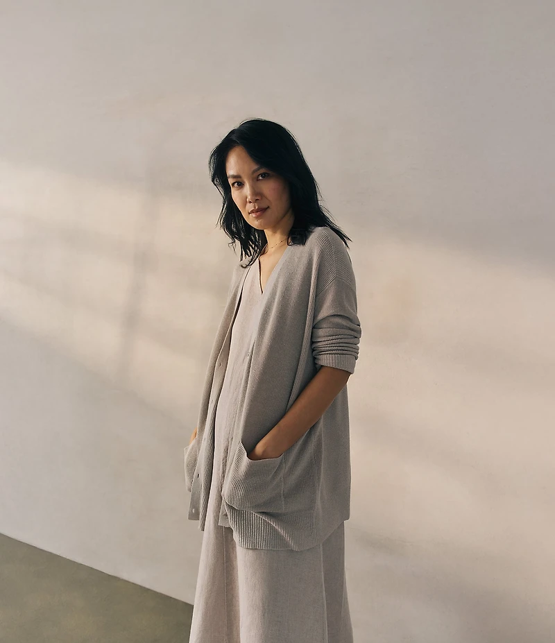 Eileen Fisher Organic Linen V-Neck Sleeveless Maxi Dress