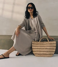 Eileen Fisher Organic Linen V-Neck Sleeveless Maxi Dress