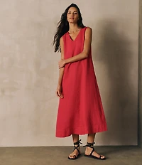 Eileen Fisher Organic Linen V-Neck Sleeveless Maxi Dress