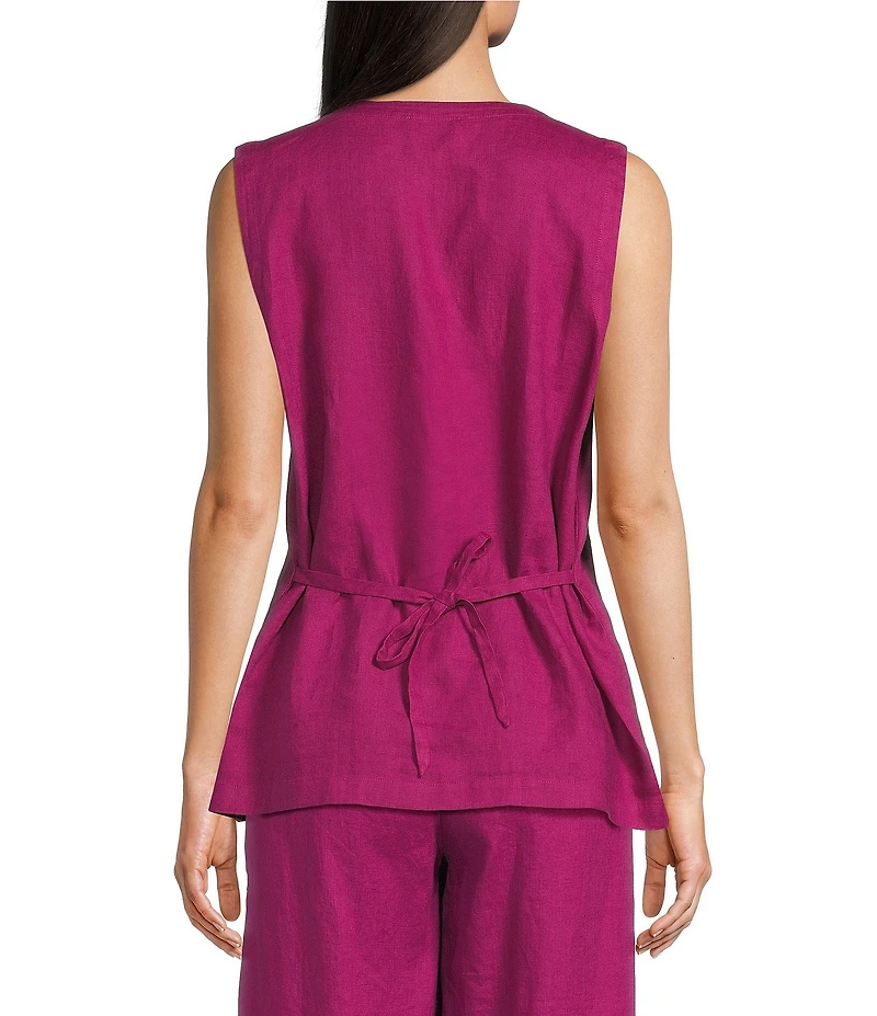 Eileen Fisher Organic Linen V-Neck Sleeveless Vest