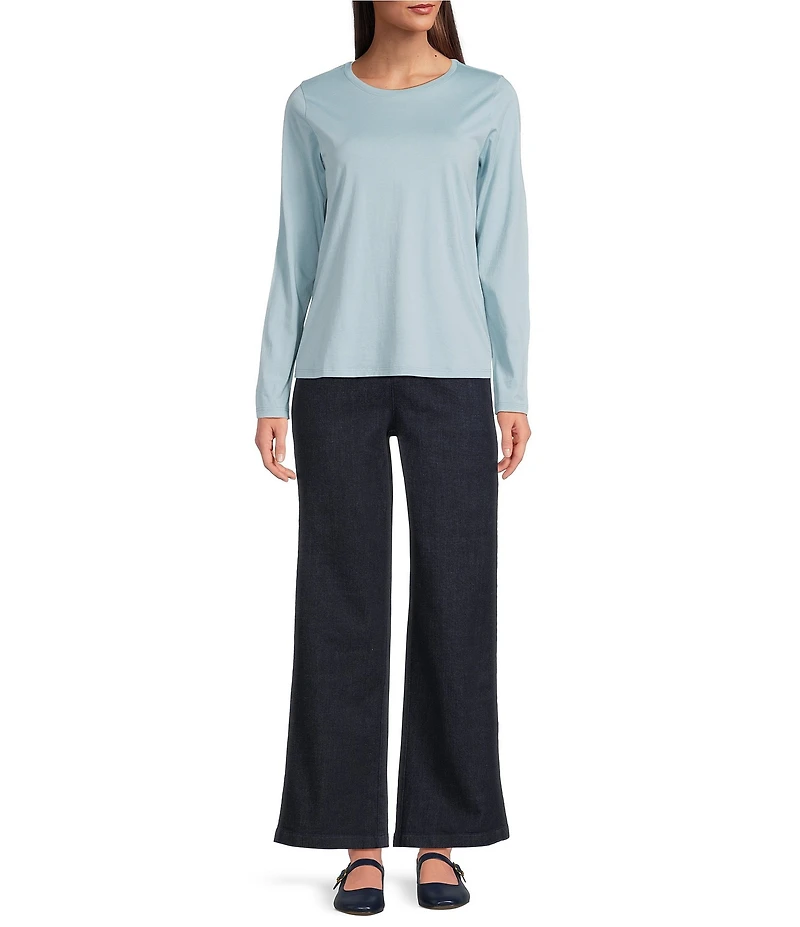 Eileen Fisher Organic Pima Cotton Jersey Round Neck Long Sleeve Tee