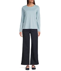 Eileen Fisher Organic Pima Cotton Jersey Round Neck Long Sleeve Tee