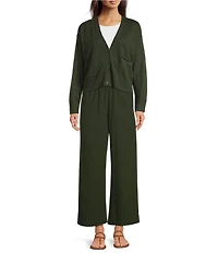 Eileen Fisher Organic Slub Knit V-Neck Long Sleeve Cardigan