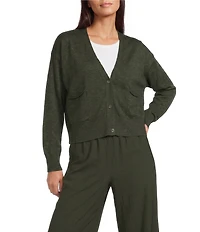 Eileen Fisher Organic Slub Knit V-Neck Long Sleeve Cardigan