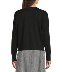 Eileen Fisher Organic Slub Knit V-Neck Long Sleeve Cardigan