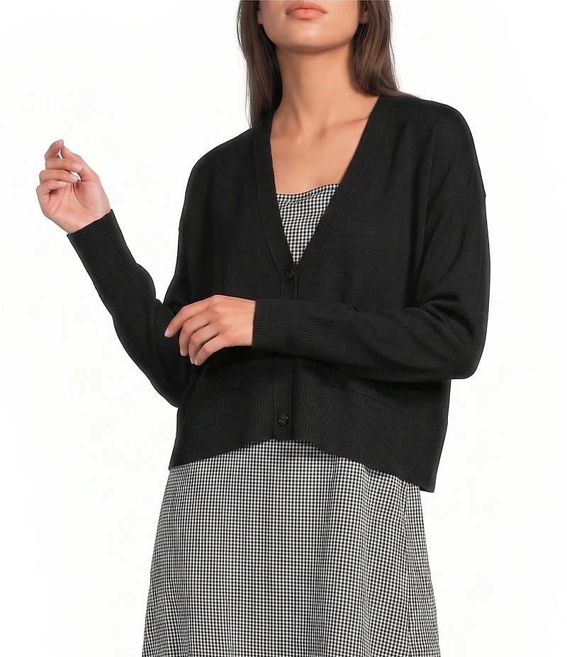 Eileen Fisher Organic Slub Knit V-Neck Long Sleeve Cardigan