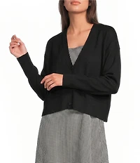 Eileen Fisher Organic Slub Knit V-Neck Long Sleeve Cardigan