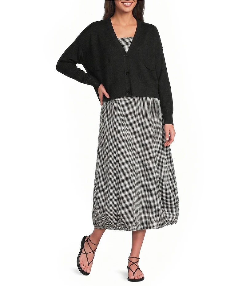 Eileen Fisher Organic Slub Knit V-Neck Long Sleeve Cardigan