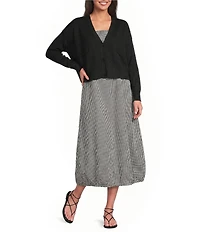 Eileen Fisher Organic Slub Knit V-Neck Long Sleeve Cardigan