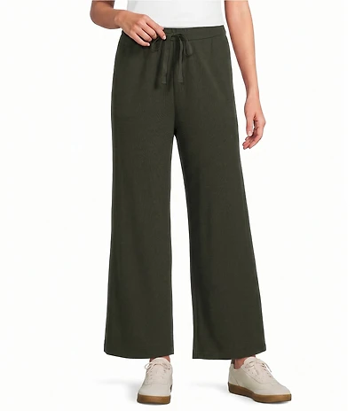 Eileen Fisher Organic Waffle Double Knit Coordinating Drawstring Wide Ankle Pants