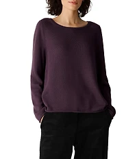 Eileen Fisher Peruvian Cotton-Blend Boat Neck Long Sleeve Sweater