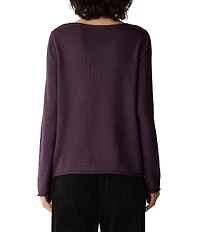 Eileen Fisher Peruvian Cotton-Blend Boat Neck Long Sleeve Sweater