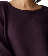 Eileen Fisher Peruvian Cotton-Blend Boat Neck Long Sleeve Sweater