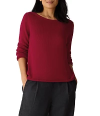 Eileen Fisher Peruvian Cotton Blend Boat Neck Long Sleeve Sweater