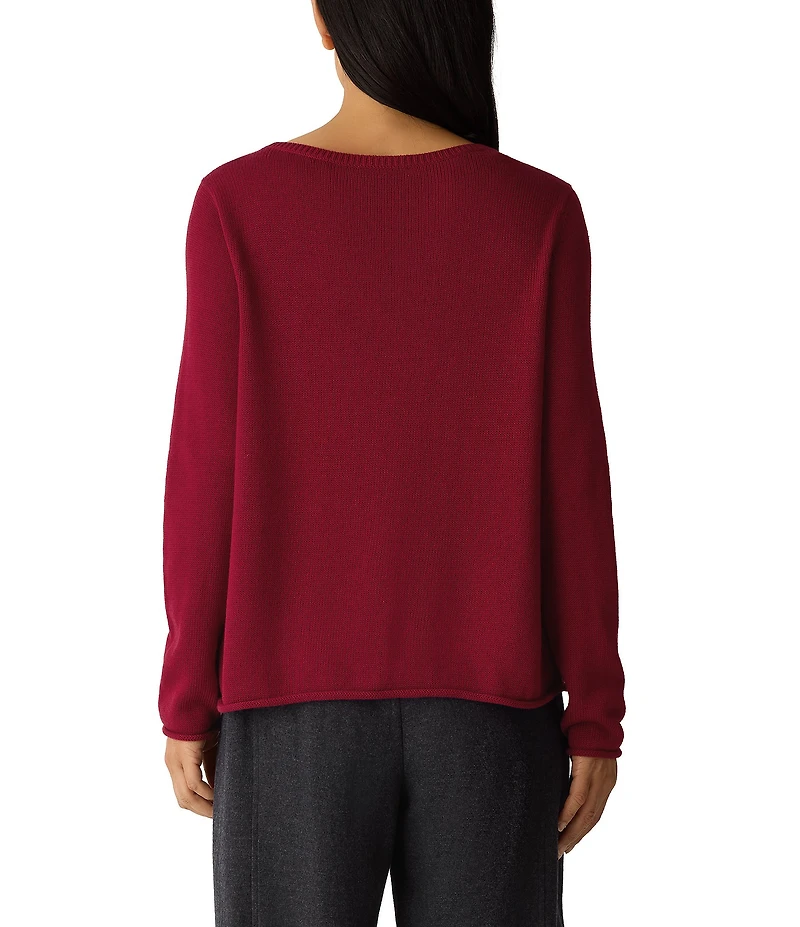 Eileen Fisher Peruvian Cotton Blend Boat Neck Long Sleeve Sweater