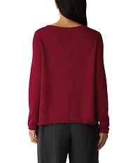 Eileen Fisher Peruvian Cotton Blend Boat Neck Long Sleeve Sweater