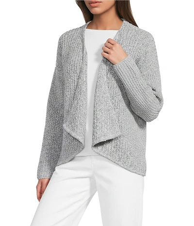 Eileen Fisher Peruvian Cotton Blend Ribbed Knit Long Sleeve Cardigan