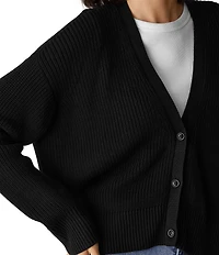 Eileen Fisher Peruvian Cotton-Blend V-Neck Long Sleeve Button-Front Cardigan