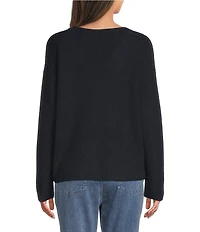 Eileen Fisher Peruvian Cotton-Blend V-Neck Long Sleeve Sweater