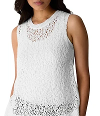Eileen Fisher Peruvian Organic Cotton Slub Crew Neck Sleeveless Tank