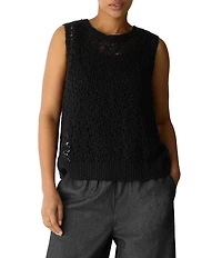 Eileen Fisher Peruvian Organic Cotton Slub Crew Neck Sleeveless Tank