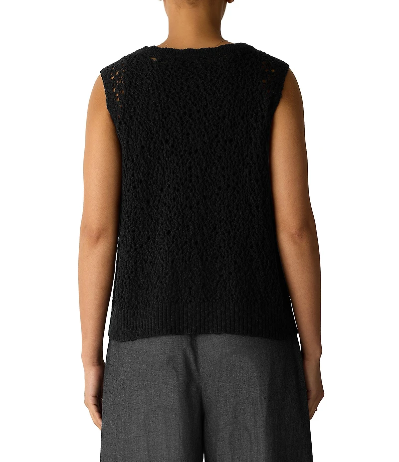 Eileen Fisher Peruvian Organic Cotton Slub Crew Neck Sleeveless Tank