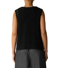 Eileen Fisher Peruvian Organic Cotton Slub Crew Neck Sleeveless Tank