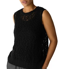 Eileen Fisher Peruvian Organic Cotton Slub Crew Neck Sleeveless Tank