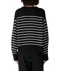 Eileen Fisher Peruvian Organic Cotton Stripe Crew Neck Long Sleeve Sweater