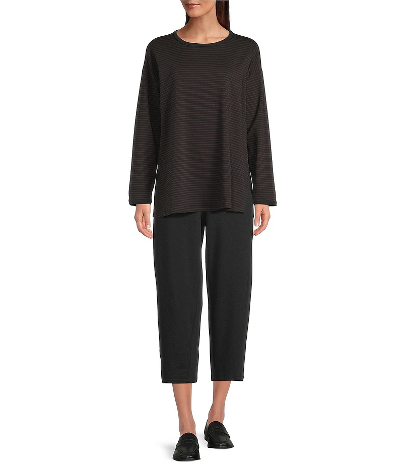 Eileen Fisher Petite Cozy Brushed Terry Flat Front Ankle Lantern Pants