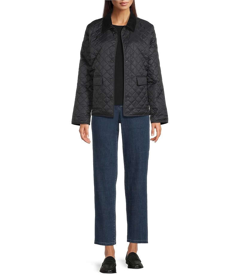 Eileen Fisher Petite Eggshell Recycled Nylon Point Collar Long Sleeve Jacket